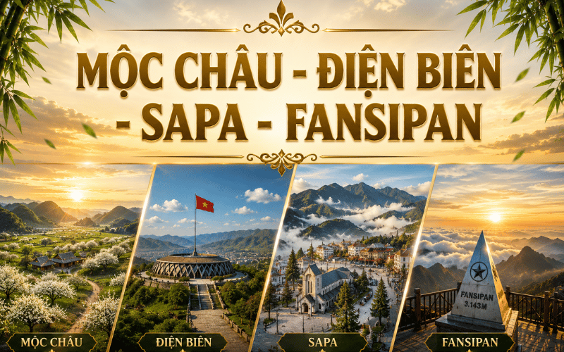 Vòng Cung Tây Bắc 5N4Đ<br>MỘC CHÂU - ĐIỆN BIÊN - SAPA - FANSIPAN