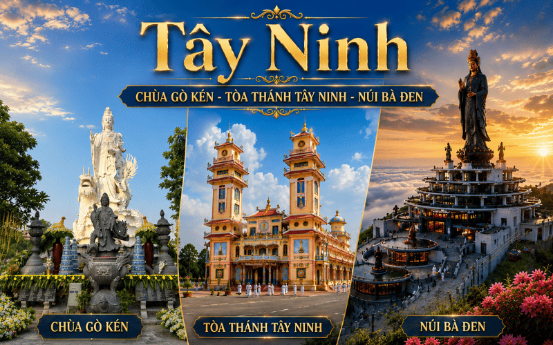 TÂY NINH 1 NGÀY<BR>CHÙA GÒ KÉN - TÒA THÁNH TÂY NINH - NÚI BÀ ĐEN